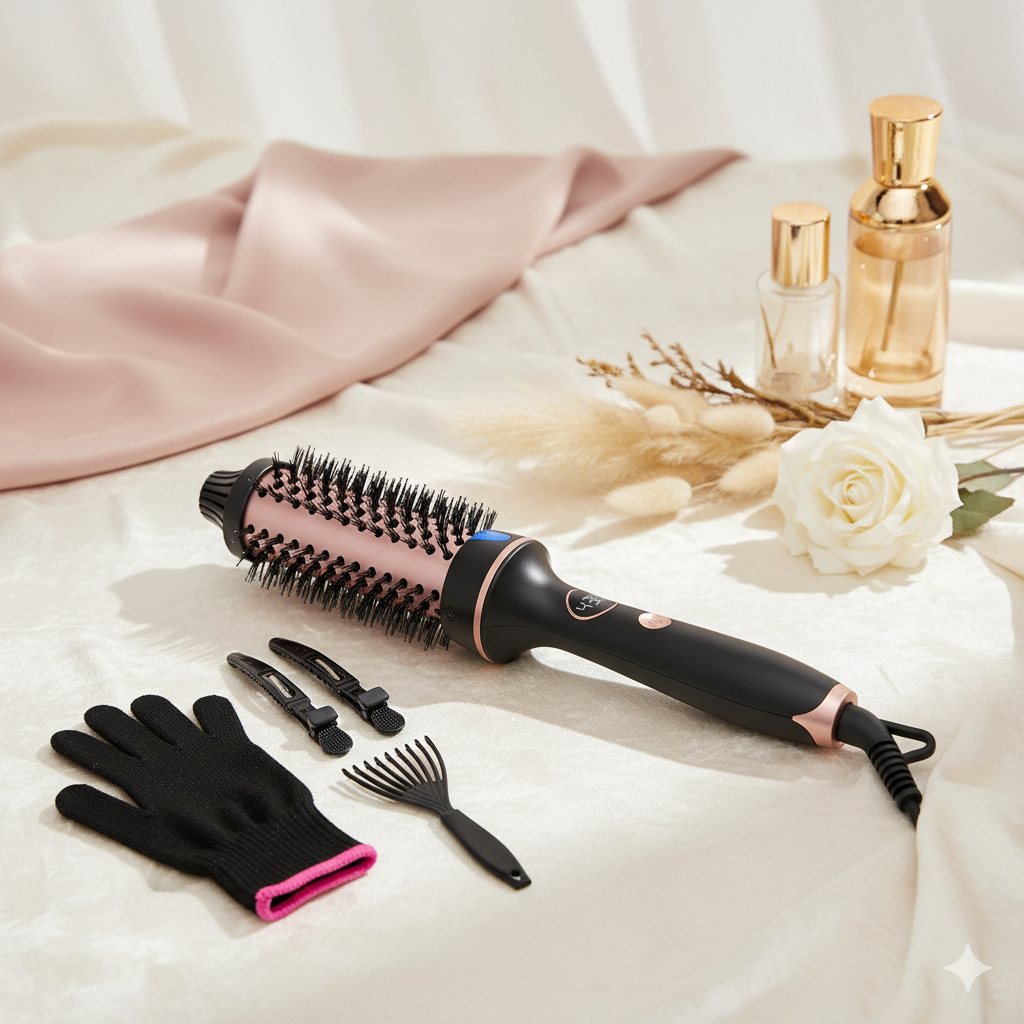 Seraphine Silk™ Ionic Thermal Blowout Brush – 1.5” Volumizing Hot Air Styler for Smooth, Frizz-Free Curls